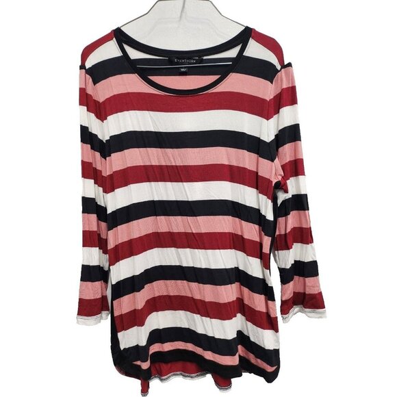 41Hawthorn Stitch Fix Womens Manu Top Size Large Multicolor Striped 3/4 Sleeve - Picture 1 of 7